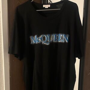 Alexander McQueen Black Tee with Blue McQUEEN Logo